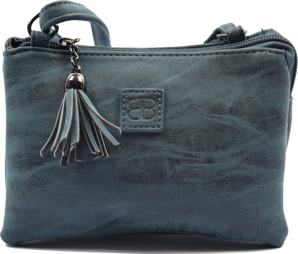 Tas - Tasssen - Bags - Bag- Bicky Bernard- Harmonica 3-vaks Tasje - Schoudertasje - Crossbody Tasje - Donker - Blauw