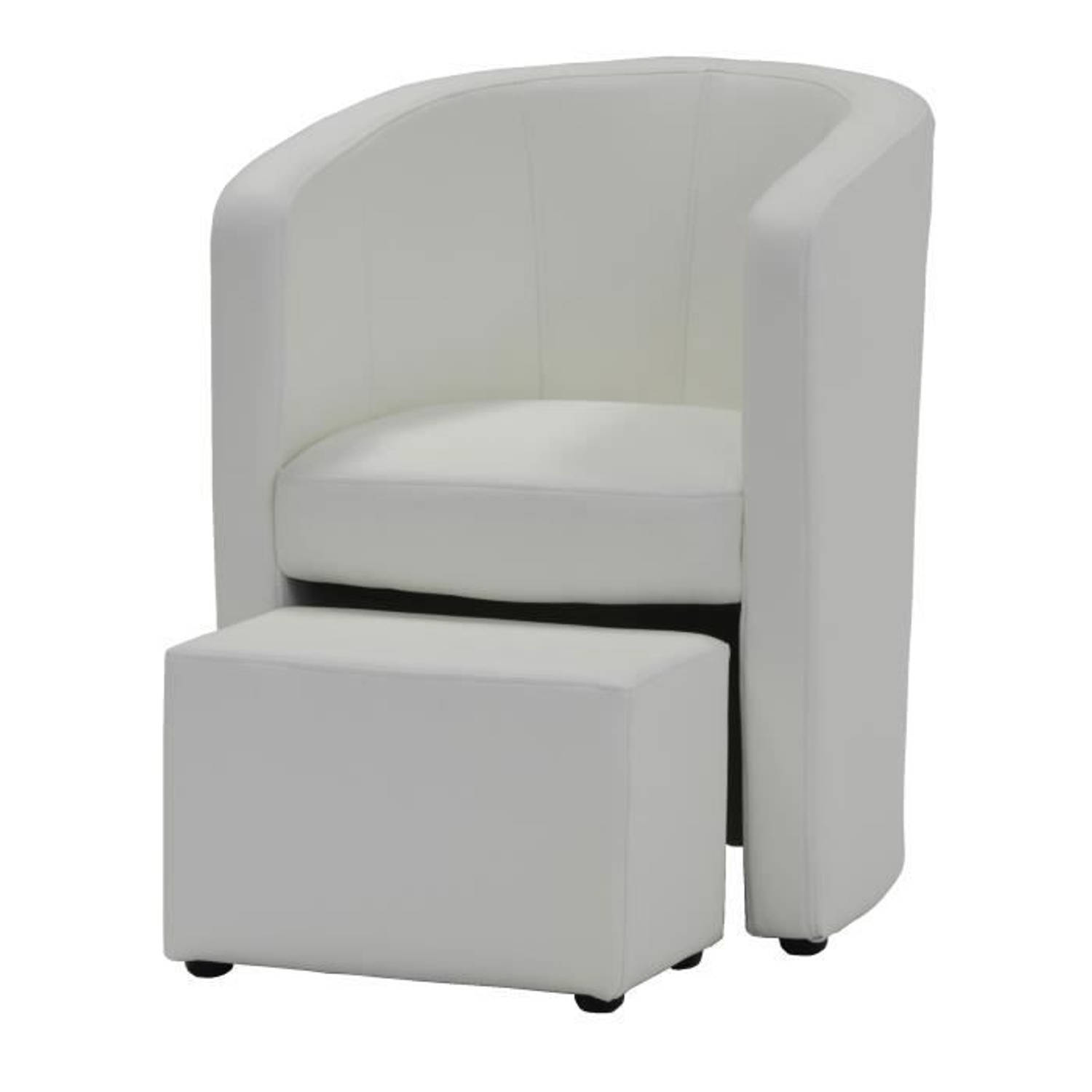 Cstore Nino Fauteuil + Poef -te Faux - Wit