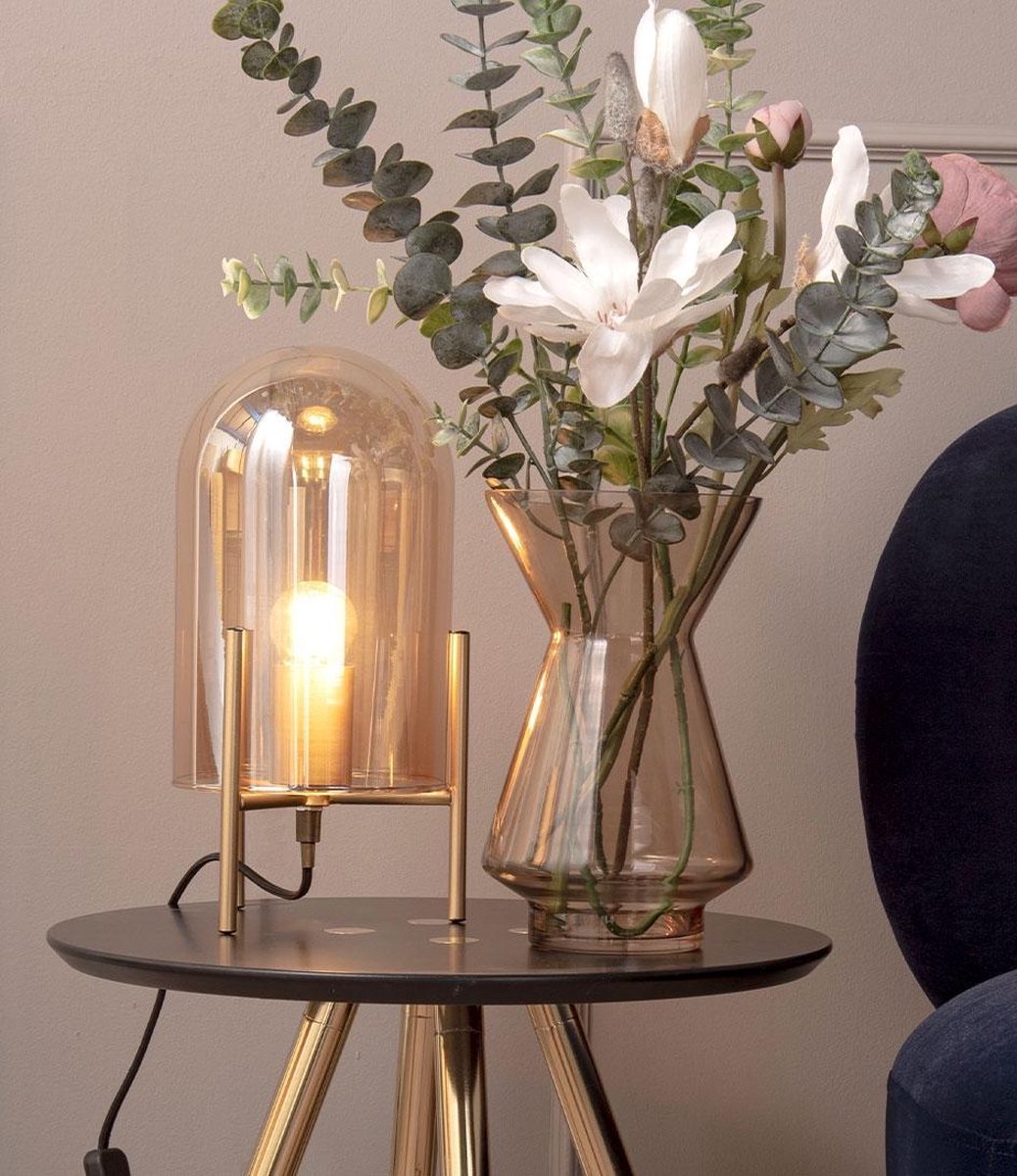 Leitmotiv Tafellamp Glass Bell 40w 16 X 30 Cm Glas - Bruin