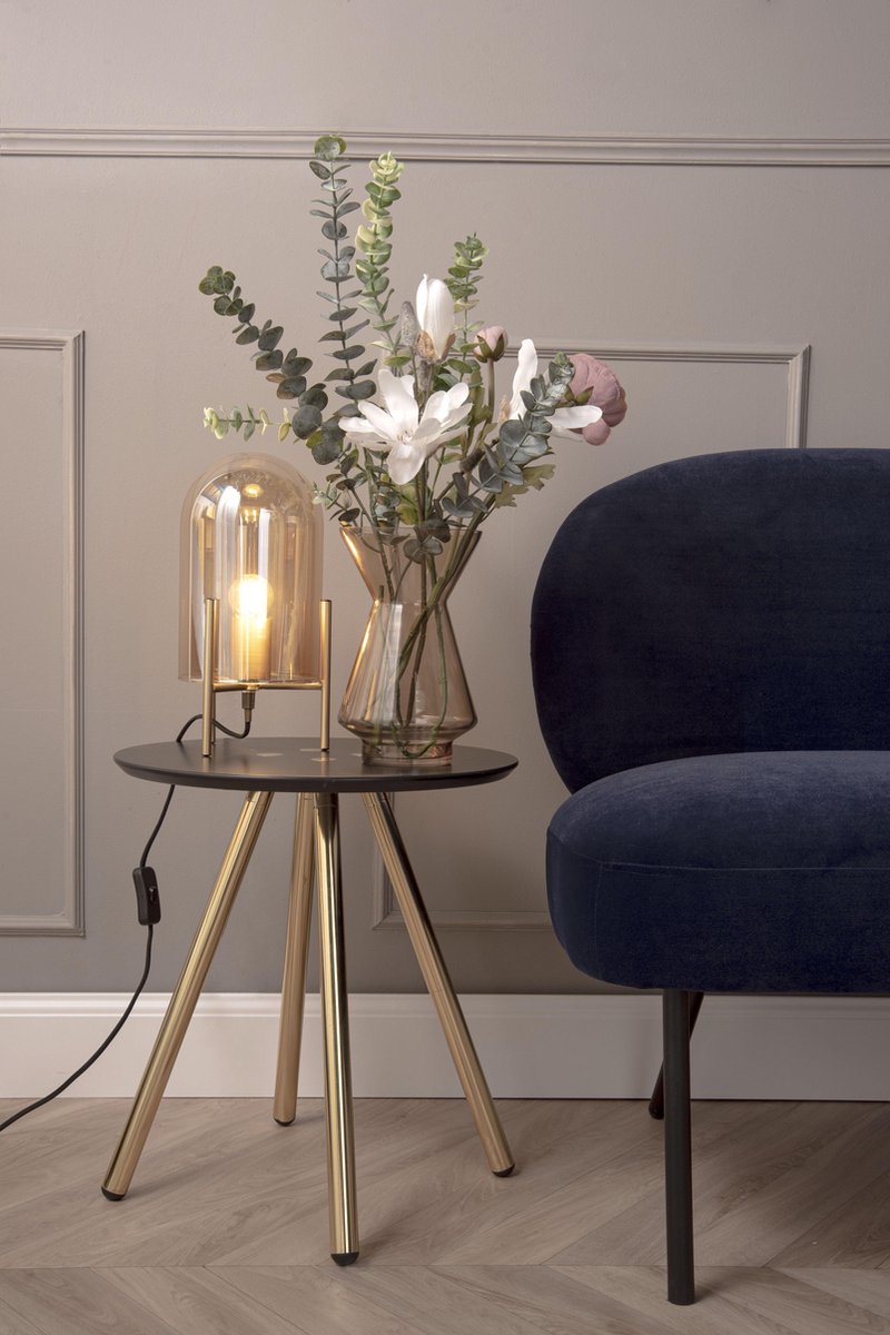 Leitmotiv Tafellamp Glass Bell 40w 16 X 30 Cm Glas - Bruin