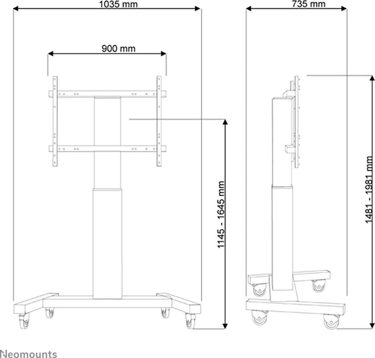 Neomounts by Newstar PLASMA-M2250BLACK (42-100") TV TROLLEY - Zwart