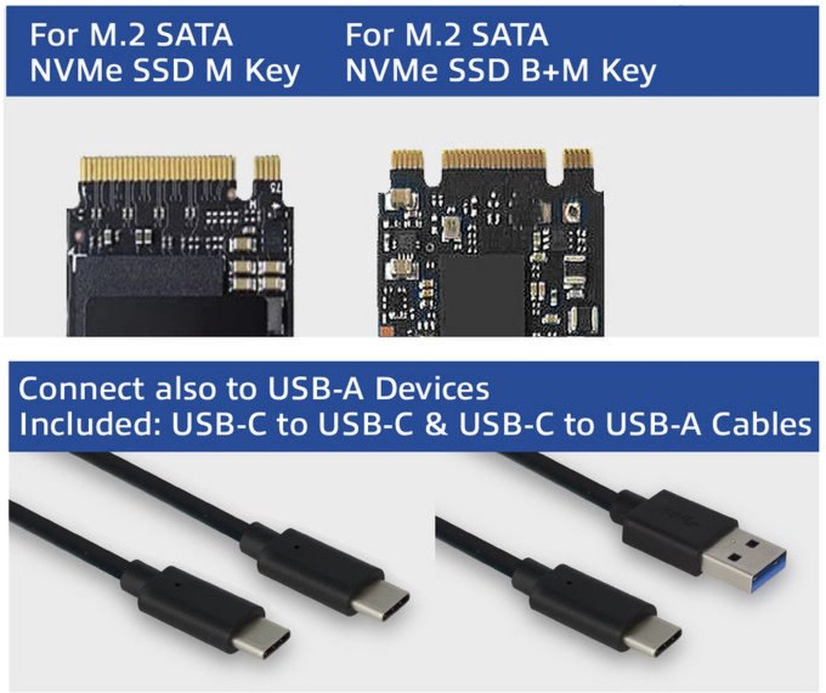 ACT USB-C M.2 SATA en NVMe SSD behuizing