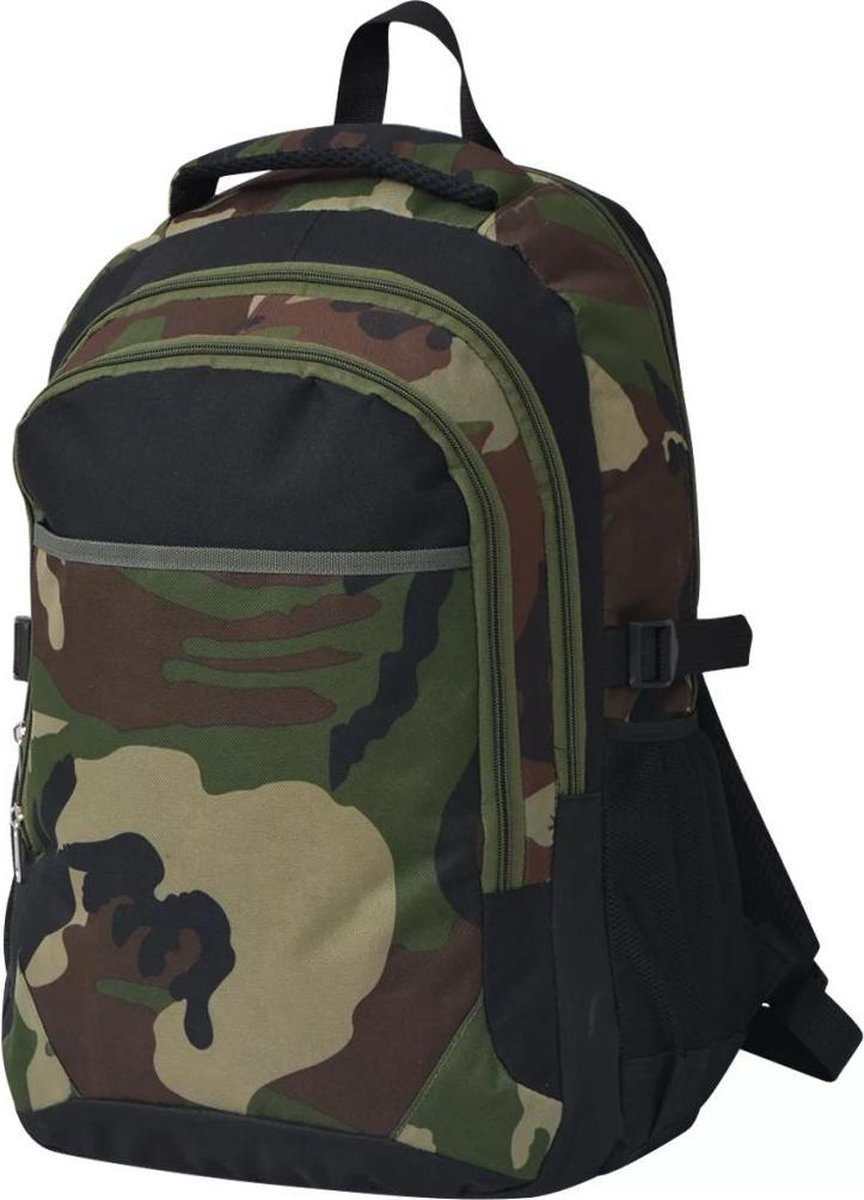 Vidaxl Rugzak Voor School 40 L En Camouflage - Zwart