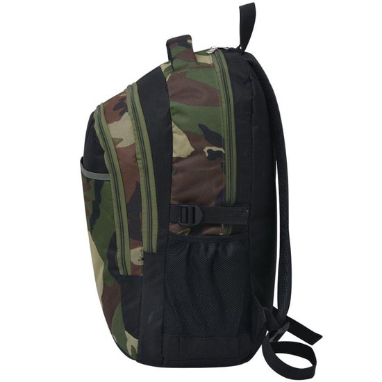 Vidaxl Rugzak Voor School 40 L En Camouflage - Zwart
