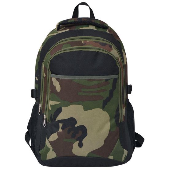 Vidaxl Rugzak Voor School 40 L En Camouflage - Zwart