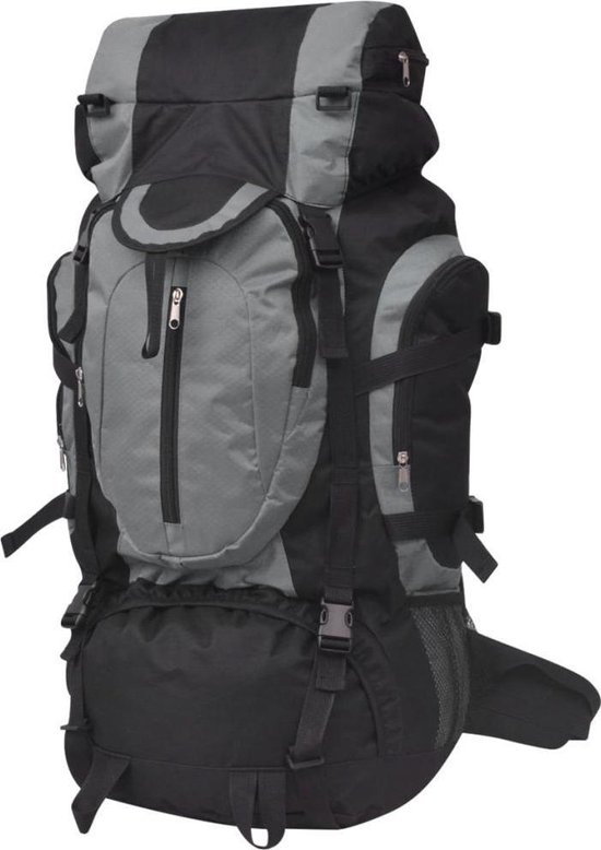 Vidaxl Rugzak Hiking Xxl 75 L Zwart En - Grijs