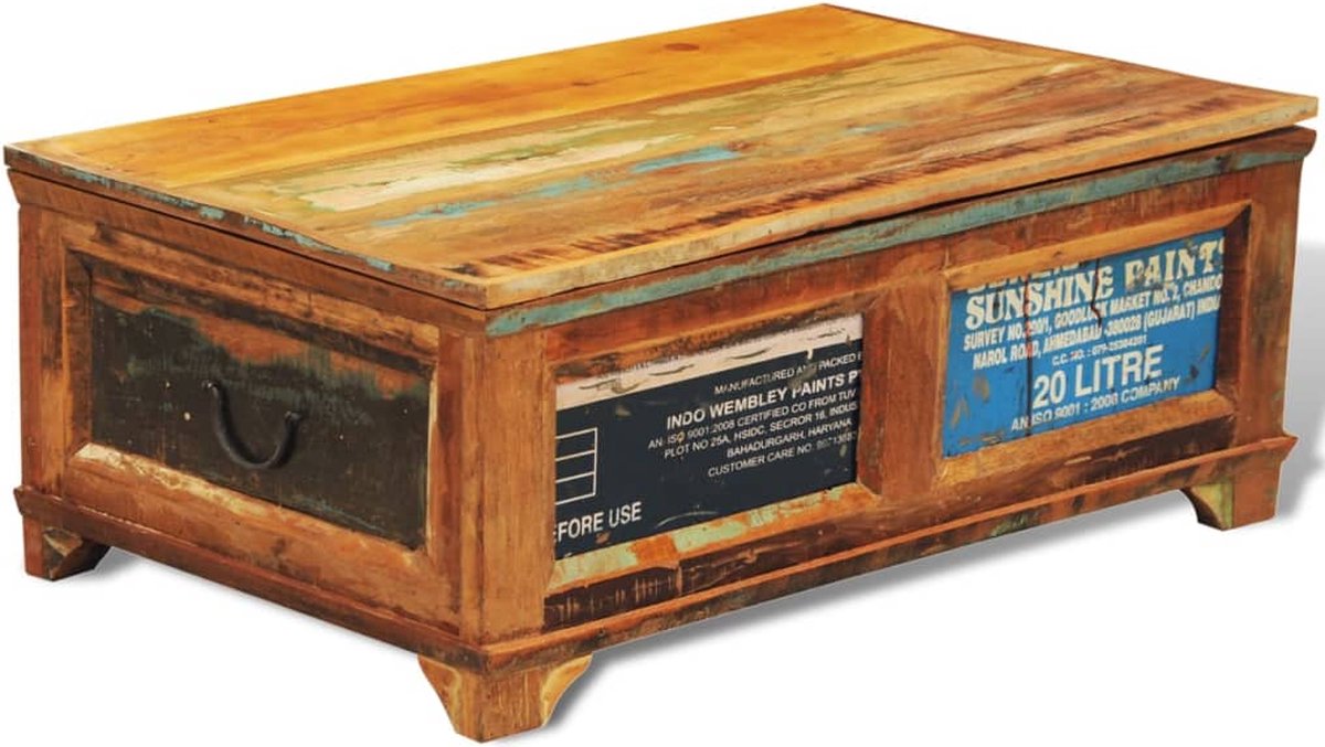 Vidaxl Salontafel Met Opslagruimte Vintage-stijl Gerecycled Hout - Bruin