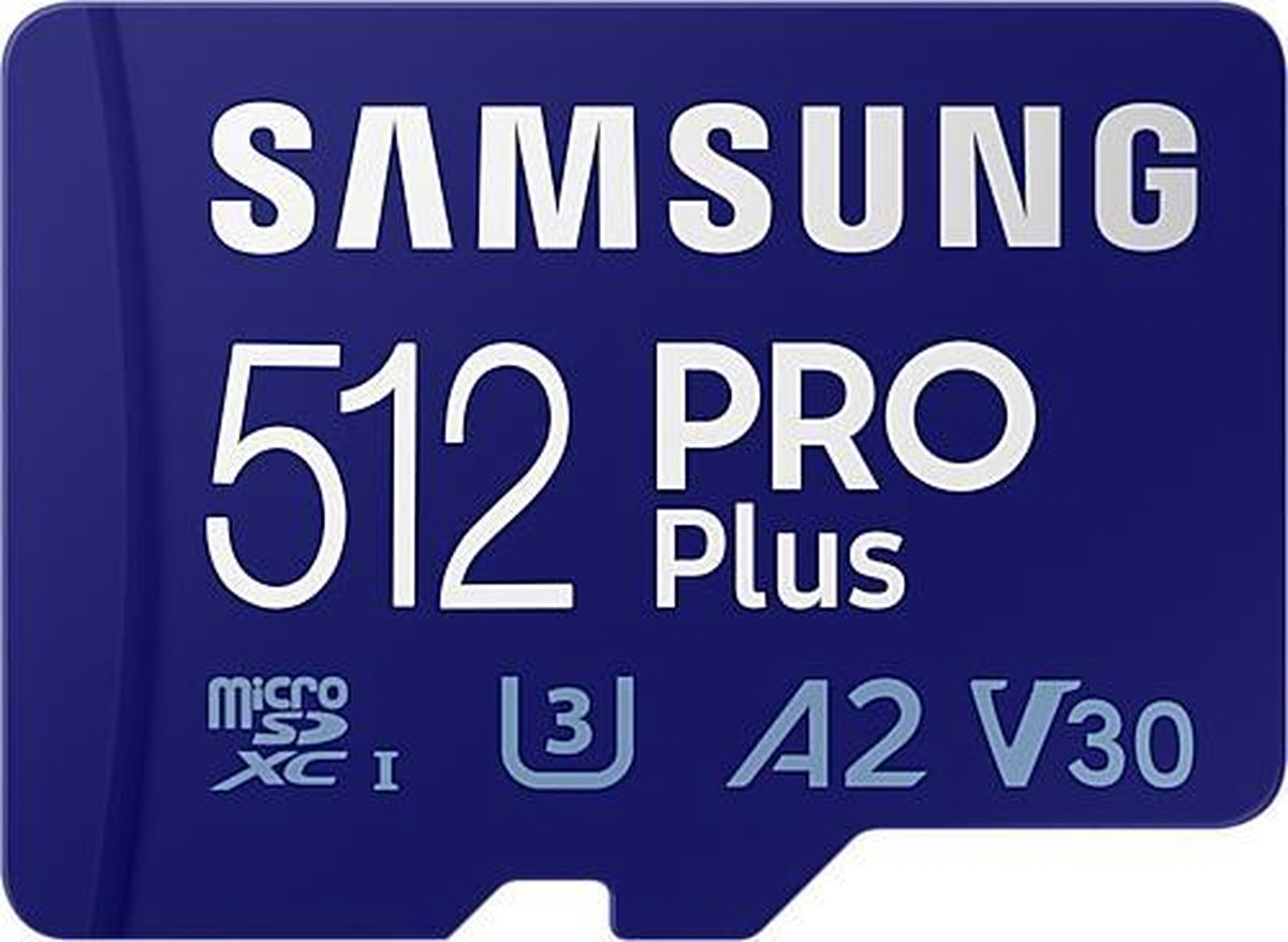 Samsung PRO Plus 512GB microSDXC UHS-I U3 160&120MB/s, FHD & 4K UHDMemoryCard with Adapter - Azul