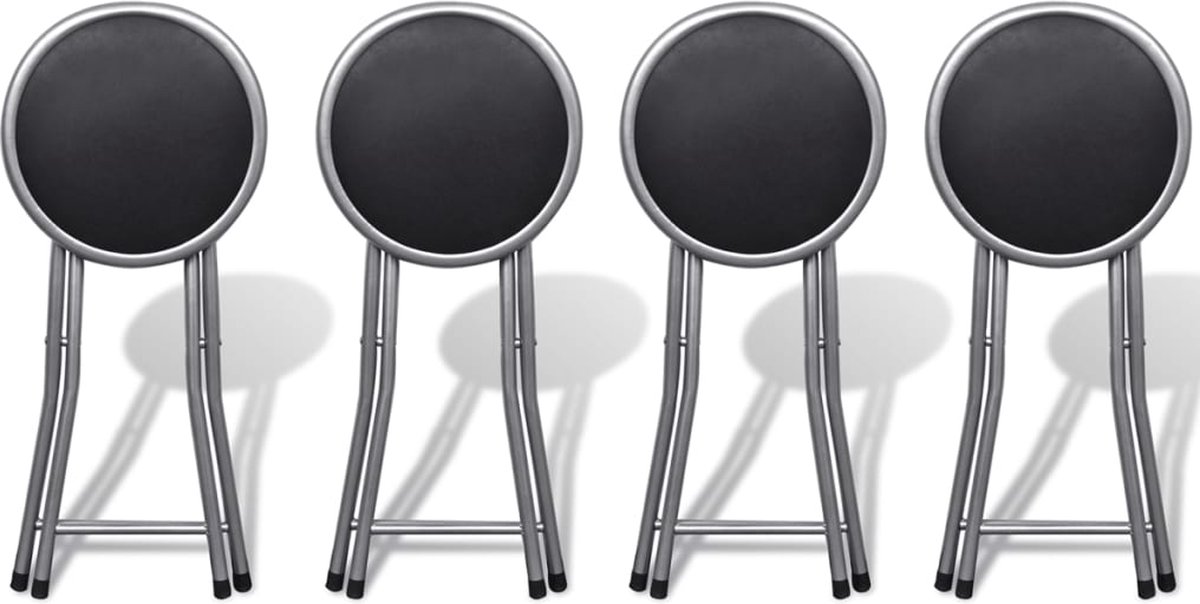 Vidaxl Barkrukken Inklapbaar 4 St Kunstleer - Zwart