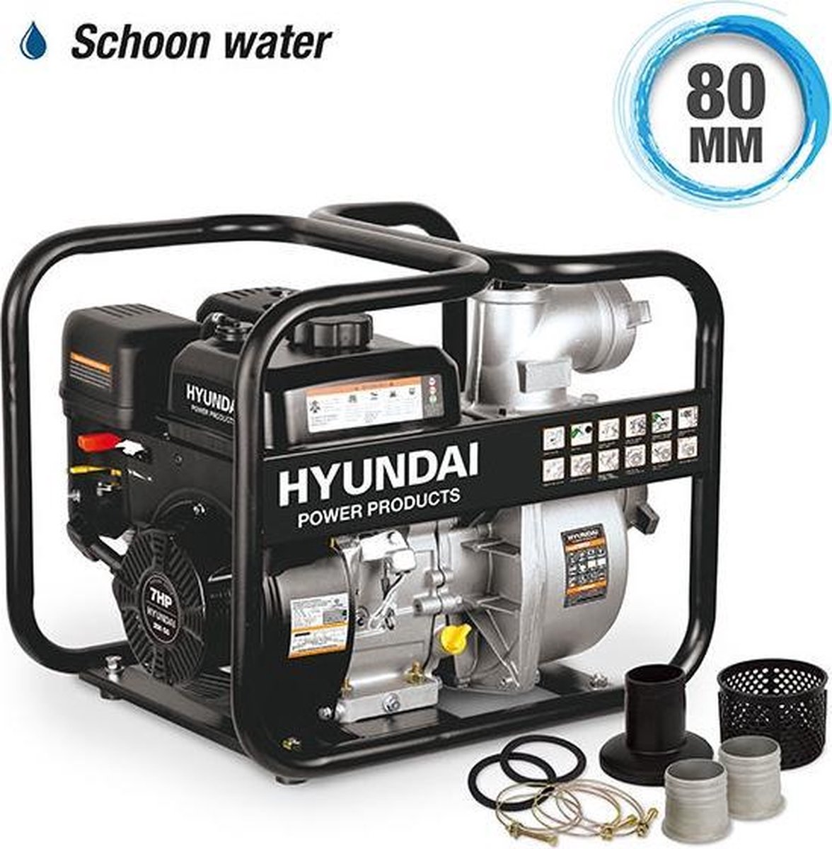 Hyundai 80Mm Schoonwaterpomp 208cc - 57647 - Grijs