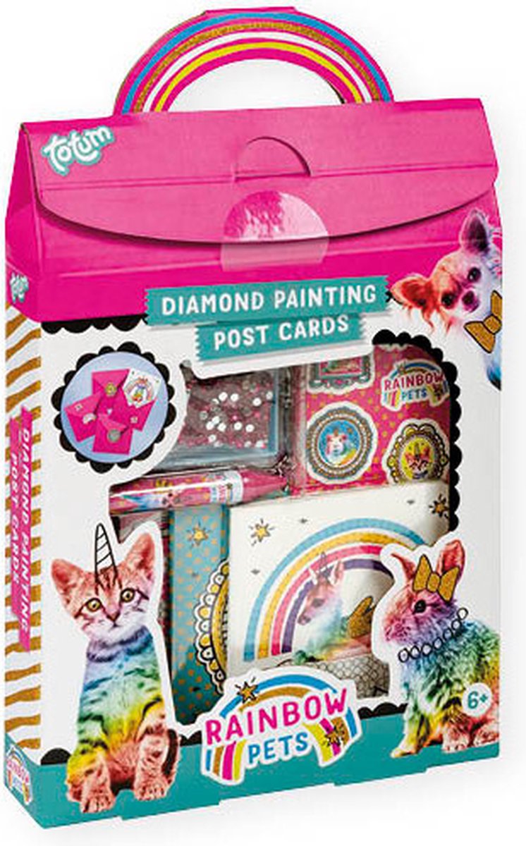 Totum kaarten Diamond Painting Rainbow Pets 800+ steentjes