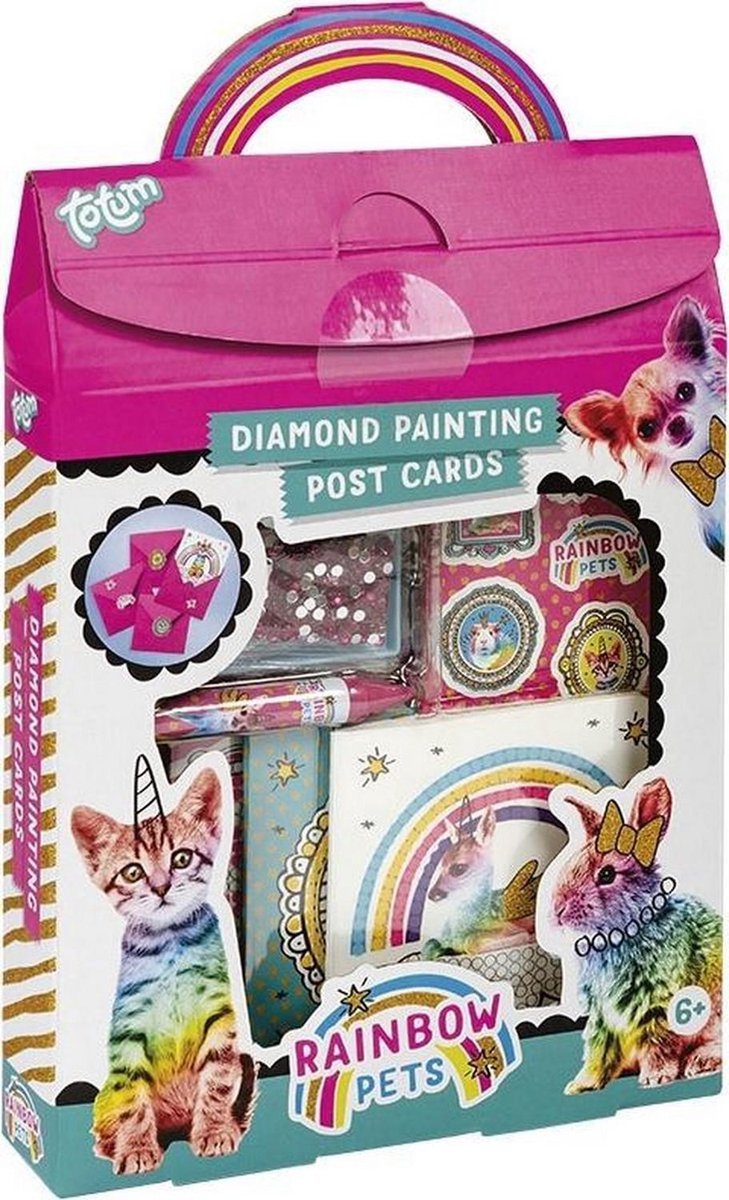 Totum kaarten Diamond Painting Rainbow Pets 800+ steentjes