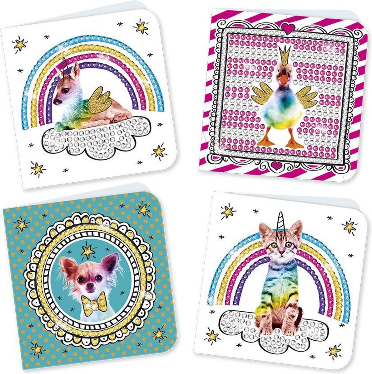 Totum kaarten Diamond Painting Rainbow Pets 800+ steentjes