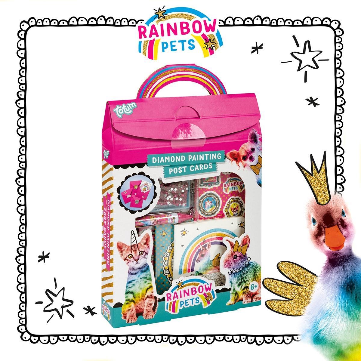 Totum kaarten Diamond Painting Rainbow Pets 800+ steentjes