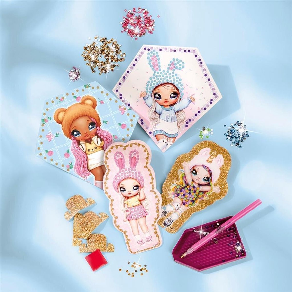 Totum kaarten Diamond Painting Na!Na!Na! Surprise 650+ strass - Roze