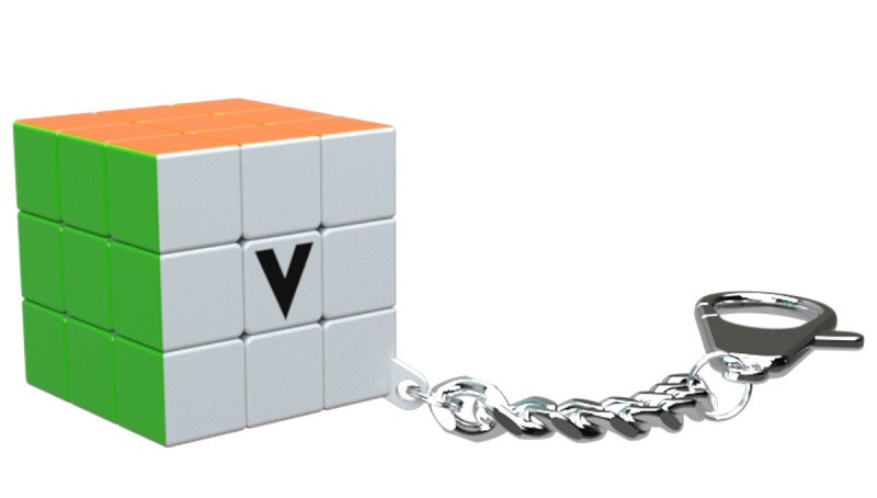 V-Cube V Cube sleutelhanger Flat puzzel 3,5 x 3,5 cm oranje/groen