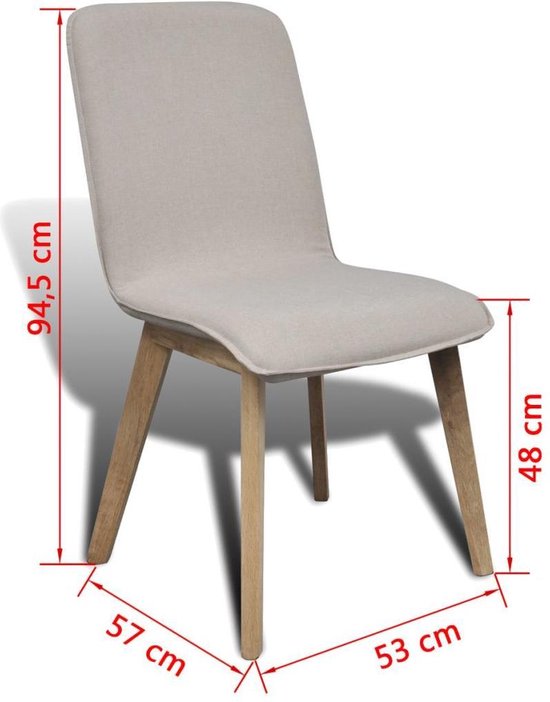 Vidaxl Eetkamerstoelen 2 St Stof En Massief Eikenhout - Beige