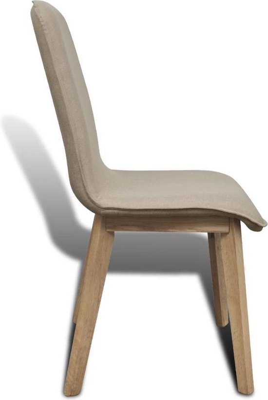 Vidaxl Eetkamerstoelen 2 St Stof En Massief Eikenhout - Beige