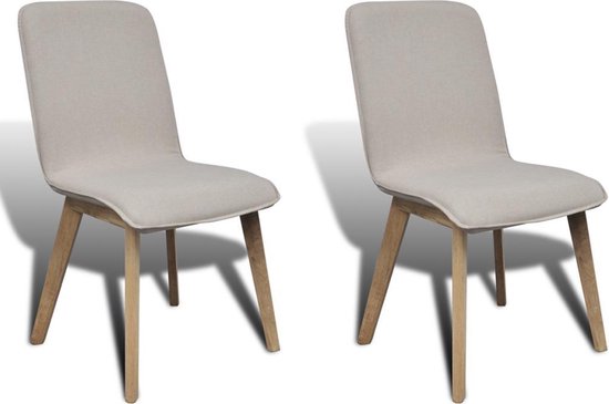 Vidaxl Eetkamerstoelen 2 St Stof En Massief Eikenhout - Beige