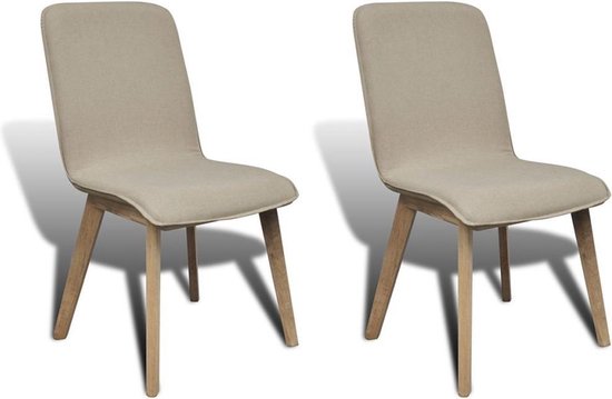 Vidaxl Eetkamerstoelen 2 St Stof En Massief Eikenhout - Beige