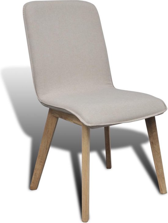 Vidaxl Eetkamerstoelen 2 St Stof En Massief Eikenhout - Beige