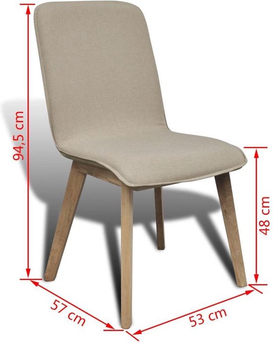 Vidaxl Eetkamerstoelen 2 St Stof En Massief Eikenhout - Beige