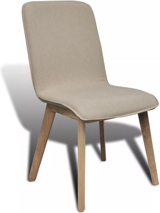 Vidaxl Eetkamerstoelen 2 St Stof En Massief Eikenhout - Beige