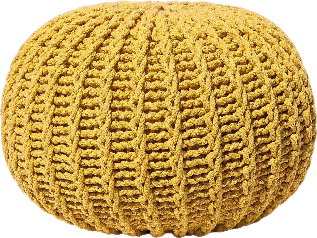 Beliani Conrad Ii Poef Katoen 50 X 50 Cm - Geel