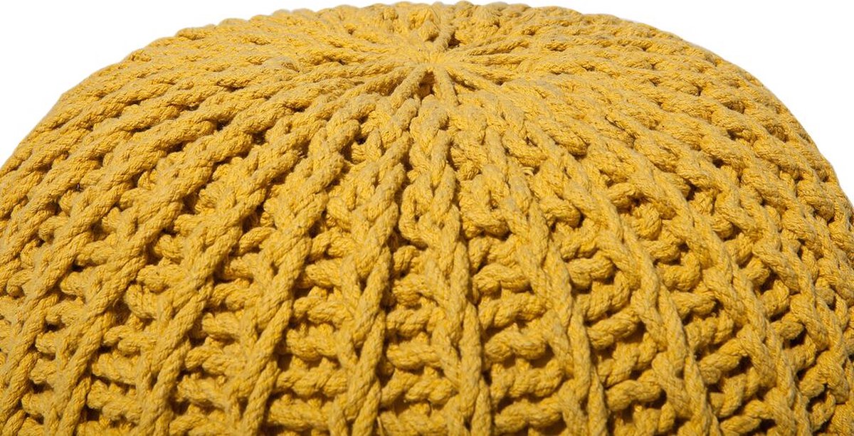 Beliani Conrad Ii Poef Katoen 50 X 50 Cm - Geel