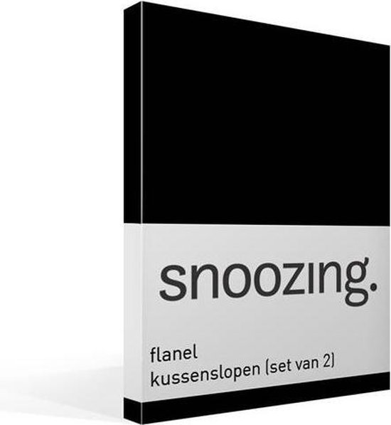 Snoozing Flanel Kussenslopen (Set Van 2) - 100% Geruwde Flanel-katoen - 60x70 Cm - Standaardmaat - - Zwart