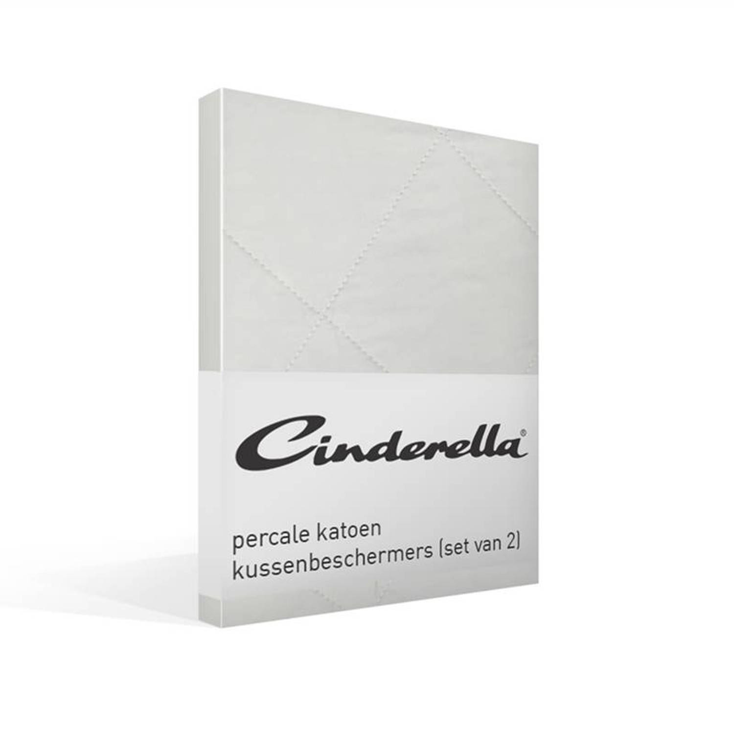 Cinderella Hoofdkussenbeschermer (Set Van 2) - Buitenkant: 100% Percale Katoen, Binnenkant: 100% Polyester - 60x70 - - Wit