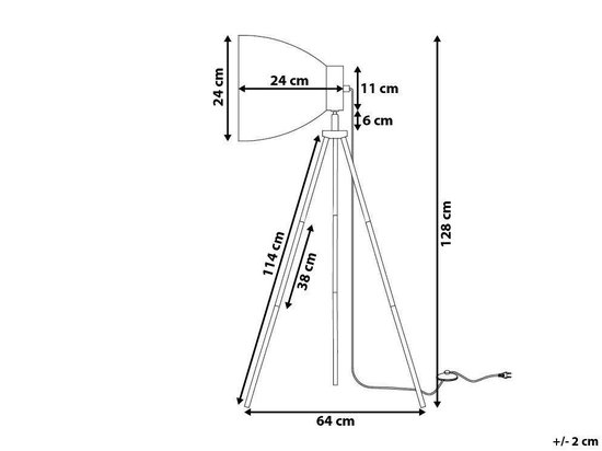 Beliani Tamega Staande Lamp Metaal 64 X 64 Cm - Zwart
