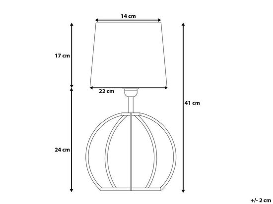 Beliani Samo Tafellamp Hout 22 X 22 Cm - Zwart