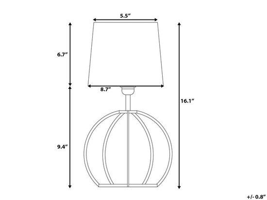 Beliani Samo Tafellamp Hout 22 X 22 Cm - Zwart