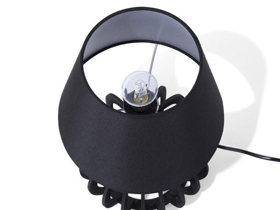 Beliani Samo Tafellamp Hout 22 X 22 Cm - Zwart