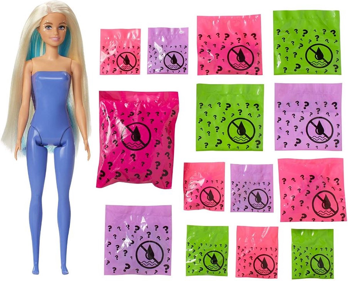 Barbie verrassingspop Color Reveal meisjes blauw 15 delig
