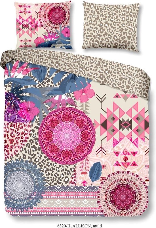 Hip Allison Dekbedovertrek - 100% Katoen-satijn - 1-persoons (140x200/220 Cm + 1 Sloop) - 1 Stuk (60x70 Cm) - Multi - Roze