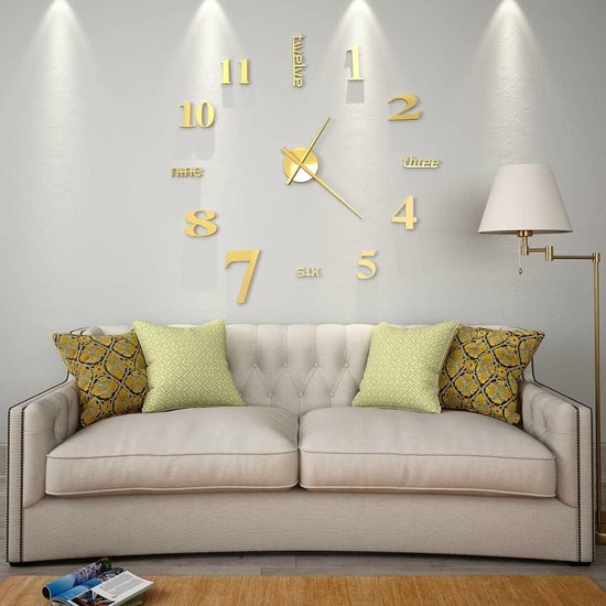 Vidaxl 3d-wandklok 100 Cm Xxl Modernkleurig - Goud
