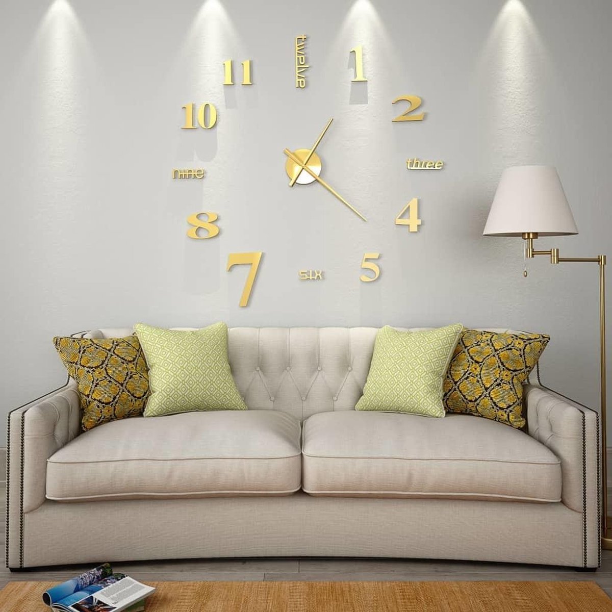 Vidaxl 3d-wandklok 100 Cm Xxl Modernkleurig - Goud