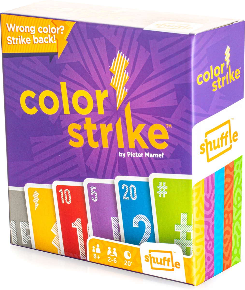 Shuffle kaartspel Color Strike karton paars/groen 111 delig