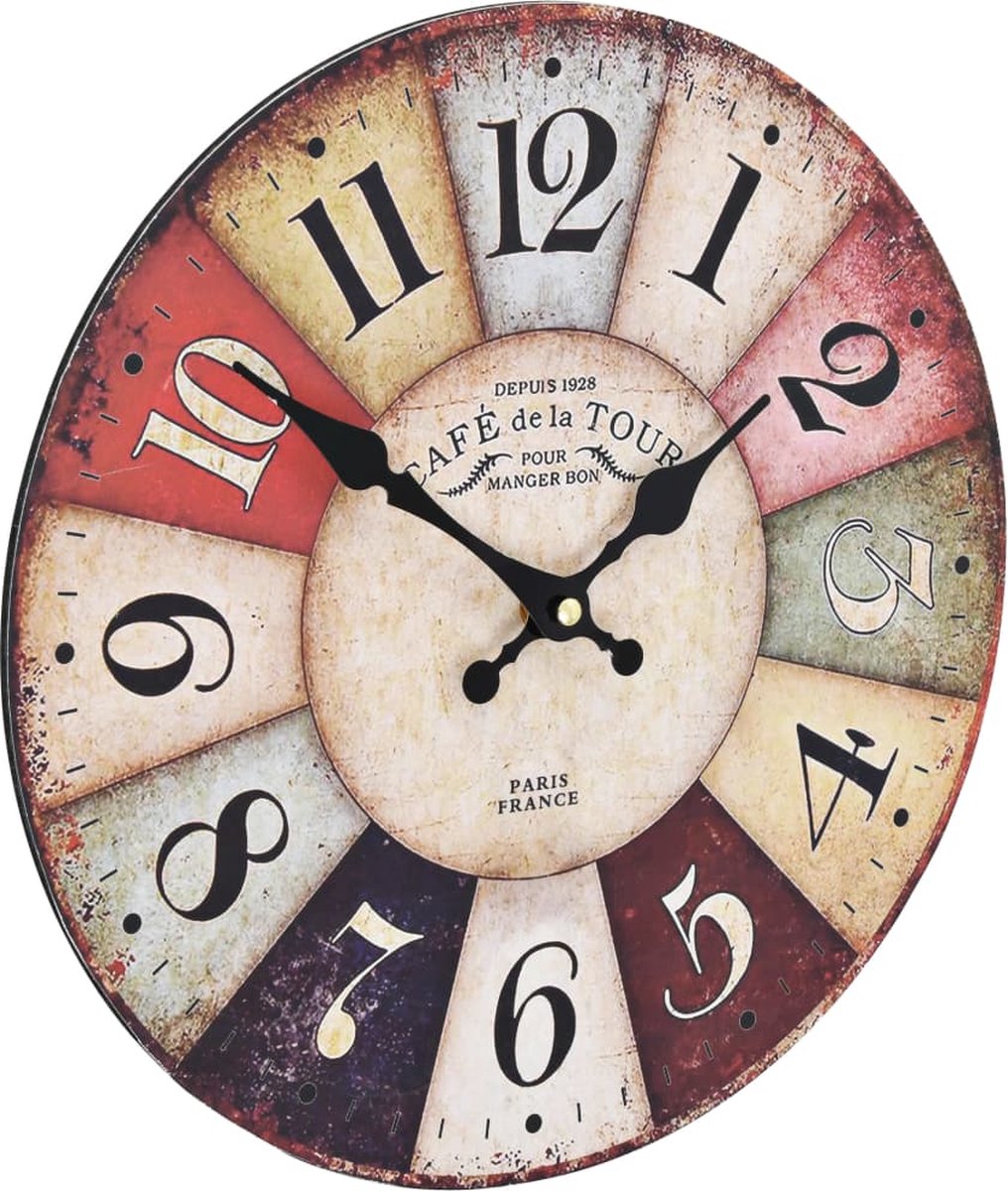 Vidaxl Wandklok Vintage-stijl 30 Cm Meerkleurig