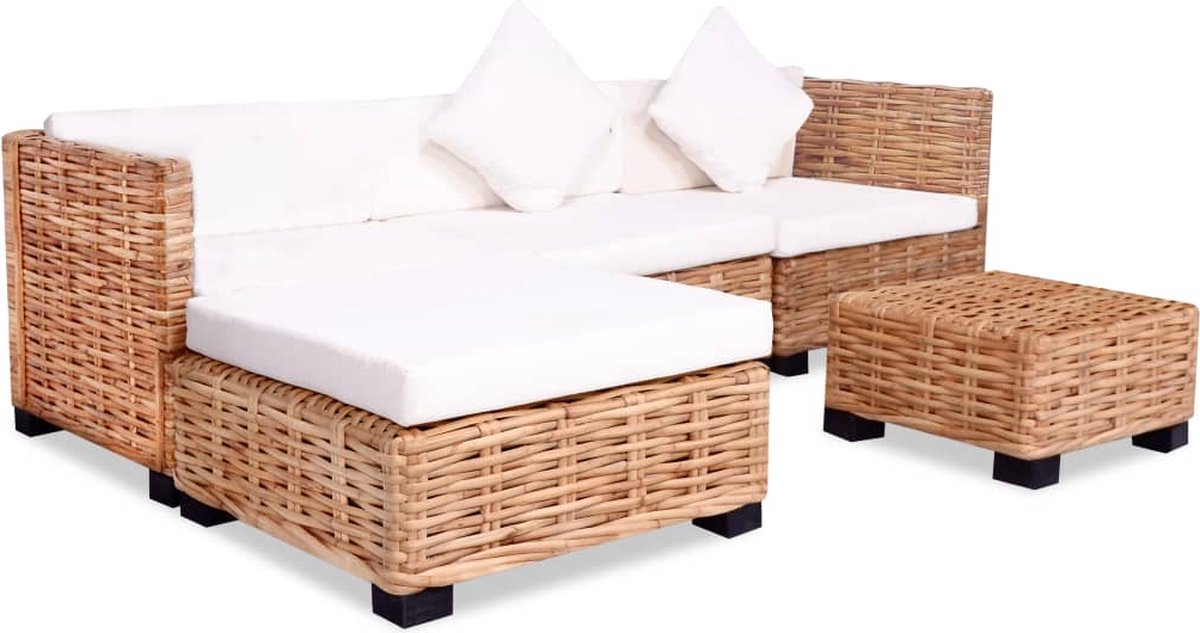 Vidaxl Loungeset Natuurlijk Rattan 14-delig - Bruin