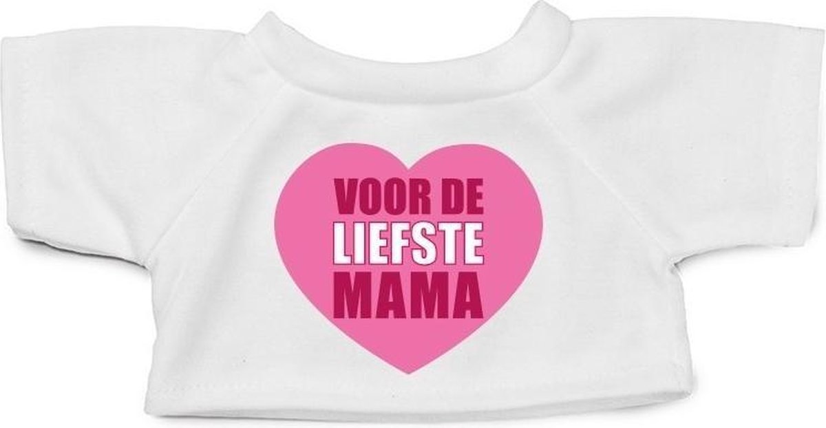 Knuffelbeer Liefste Mama Met Shirtje En Hartje 24 Cm - Moederdag Cadeau - Wit