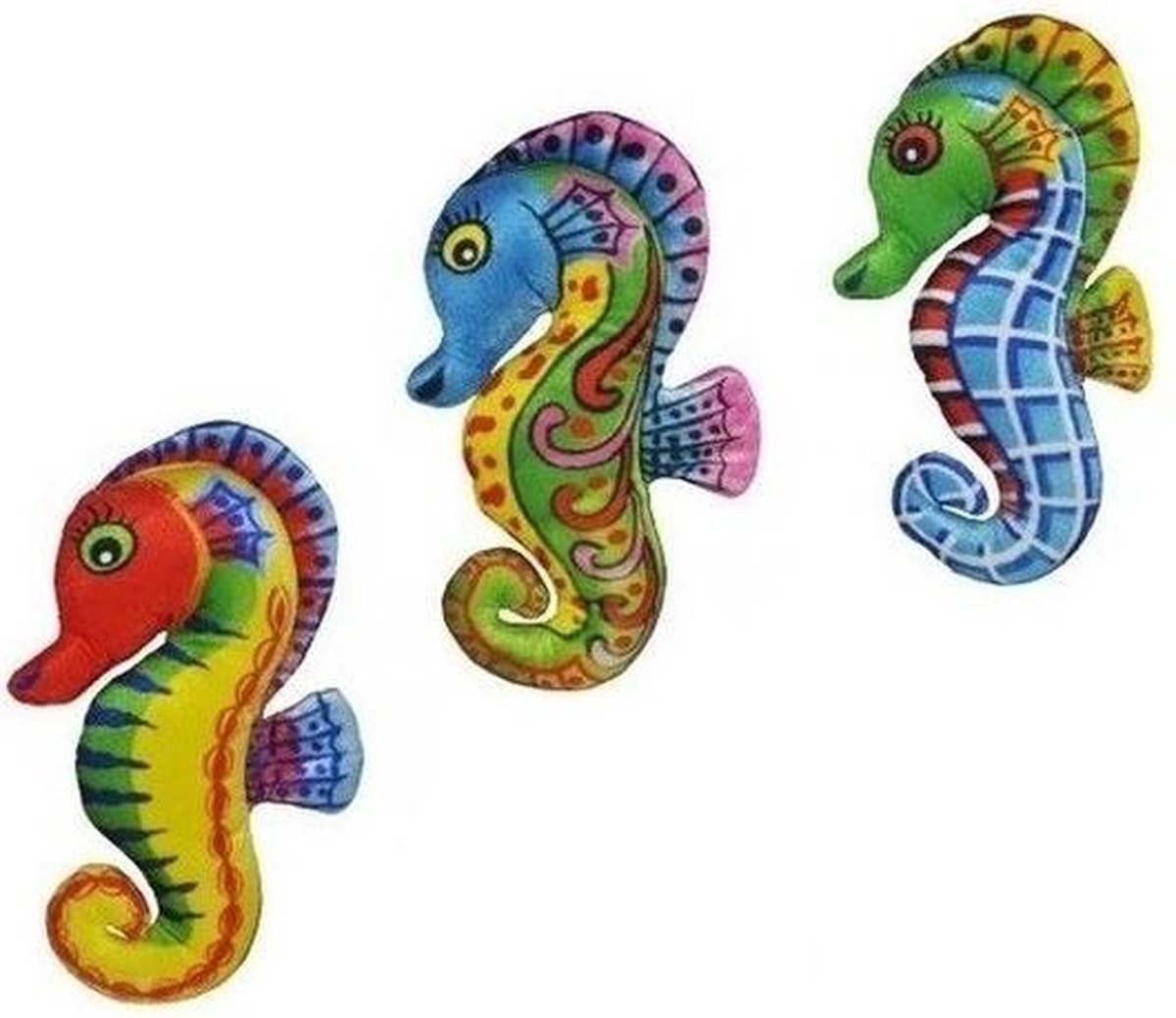 Setje Van 3 Zeepaardjes Knuffels Geel, En Groen Van 27 Cm - Blauw