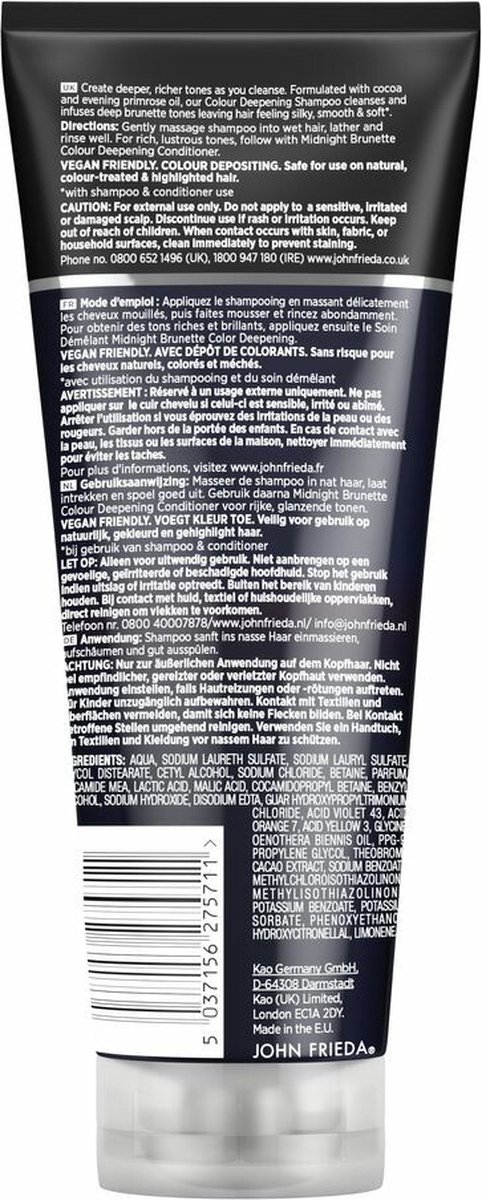 John Frieda Midnight Brunette Shampoo Colour Deepening 250 ML