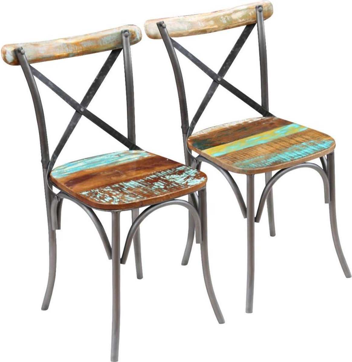 Vidaxl Eetkamerstoelen 2 St Massief Gerecycled Hout - Bruin