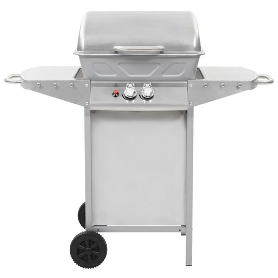 Vidaxl Gasbarbecue En Grill Met 2 Kookzones Roestvrij Staal Zilver - Silver