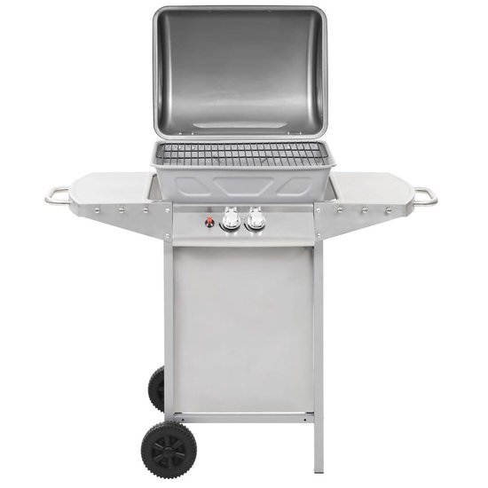 Vidaxl Gasbarbecue En Grill Met 2 Kookzones Roestvrij Staal Zilver - Silver