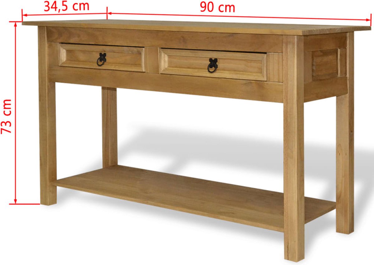 Vidaxl Wandtafel Mexicaans Grenenhout Corona-stijl 90x34,5x73 Cm - Bruin