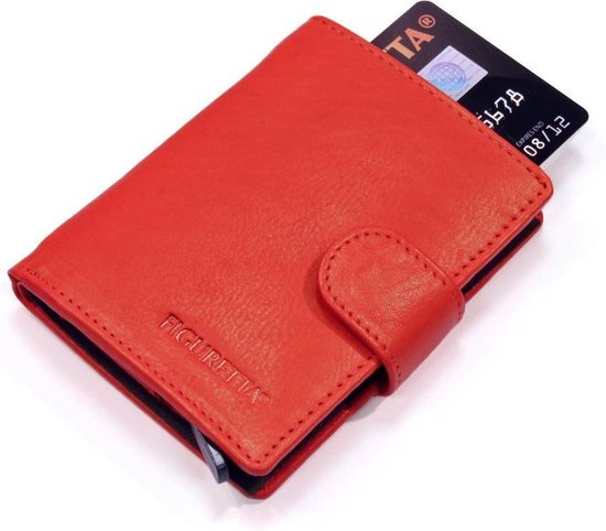 Figuretta Leren Card Protector Met Rfid Bescherming - Rood